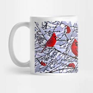 Red Cardinals in Winter Mug